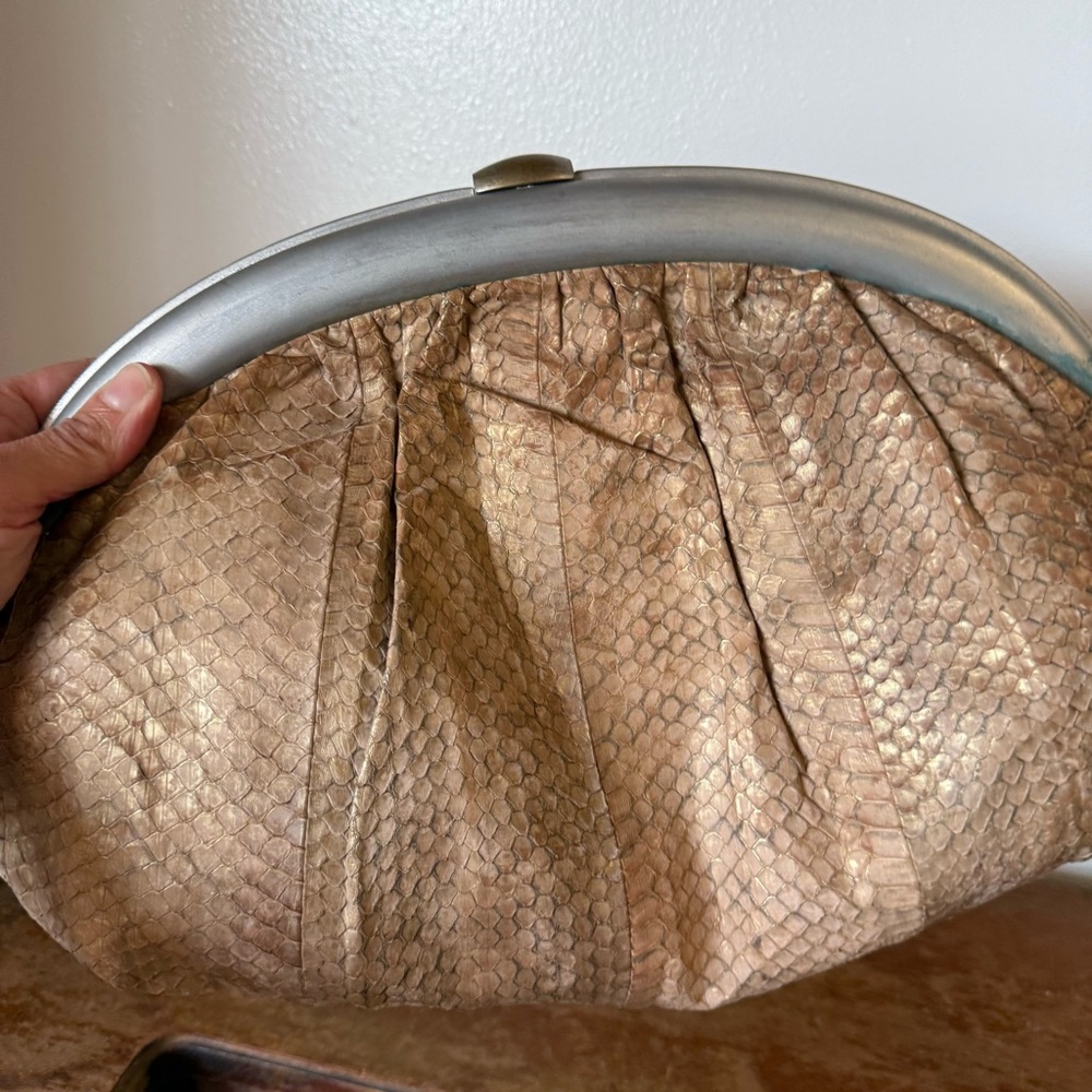 Donna Karan New York Genuine Snake Skin Clutch Made in Italy Vintage Rare